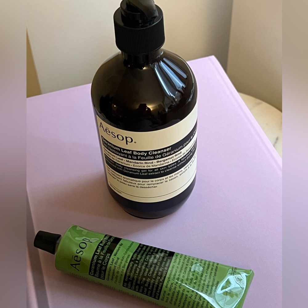 Aesop Geranium Leaf Body Cleanser 500ml + Geranium Leaf Body Balm 100ml Set NEW